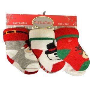 MISTLETOES BABY SOCKS CHRISTMAS GIFT SET, 6 PAIRS  ( 0-12M )